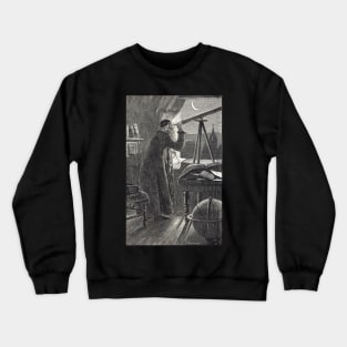 Copernicus observing the night sky with a telescope Crewneck Sweatshirt